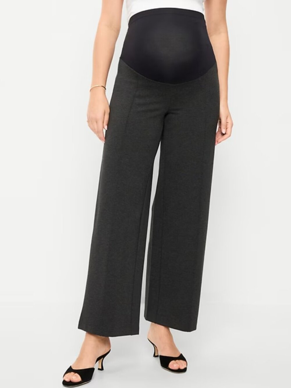 Old Navy Maternity Rollover-Waist Stevie Wide-Leg Pants - Gray, L